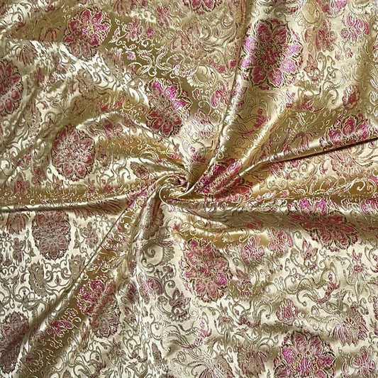 Gold Damask Brocade – Metallic Shimmer Jacquard Fabric