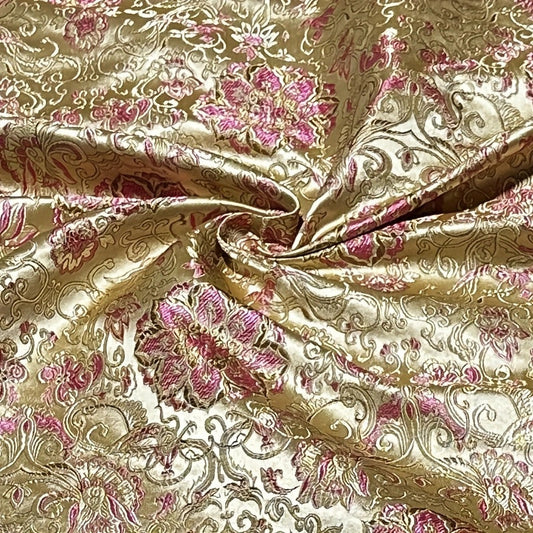 Gold Damask Brocade – Metallic Shimmer Jacquard Fabric