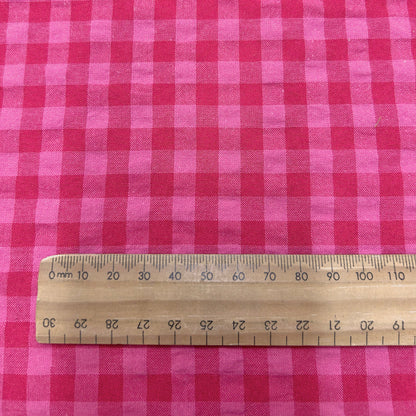 Rose Pink Plaid Cotton Seersucker - Soft Textured For Dress, Shirts