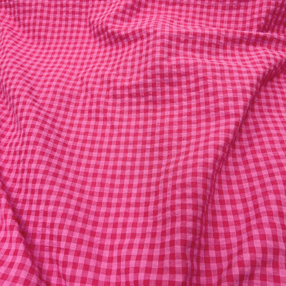 Rose Pink Plaid Cotton Seersucker - Soft Textured For Dress, Shirts