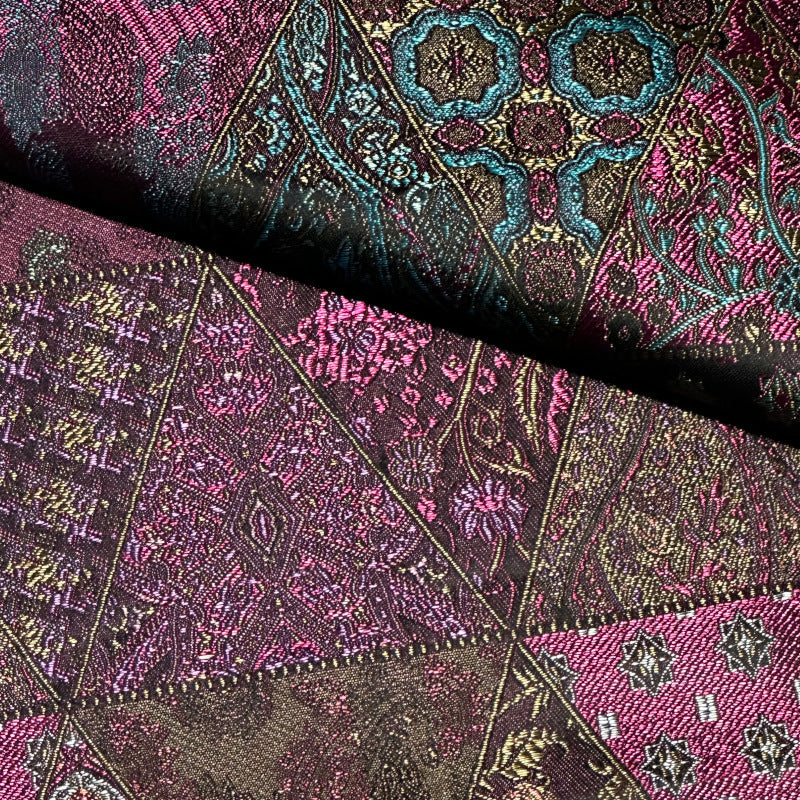 Vibrant Colors Damask Fabric – Luxurious Polyester for Dresses & Crafts