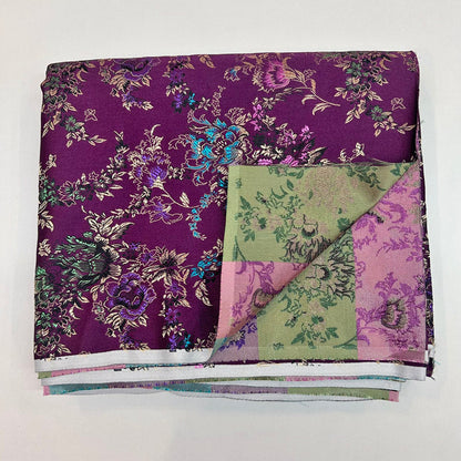 Elegant Purple Floral Brocade - Antique Woven Satin Jacquard