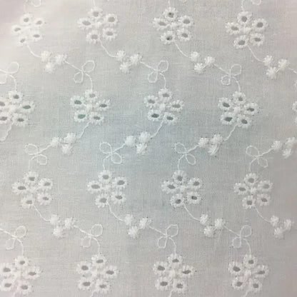 White Hollow Embroidery Eyelet - Broderie Anglaise Cotton Voile Fabric