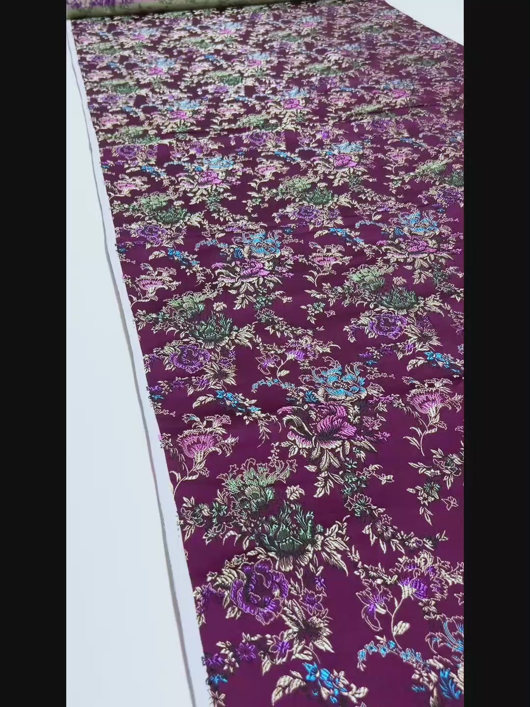 Elegant Purple Floral Brocade - Antique Woven Satin Jacquard